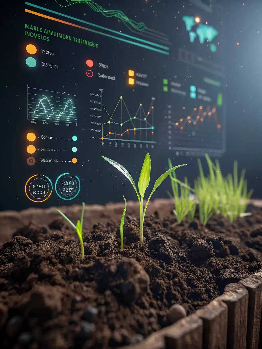 A user interface of a soil analysis software, showing detailed reports and graphical representations of soil composition, used by Innovazione Scienza for environmental analysis.