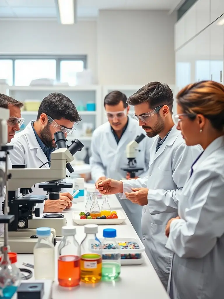 A photo of researchers in a lab setting, analyzing soil samples, representing Innovazione Scienza's environmental analysis services.